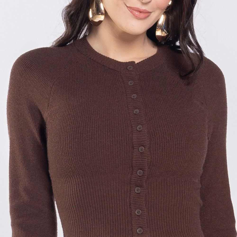 Cardigan Feminino De Tricot Com Botões Boby Blues