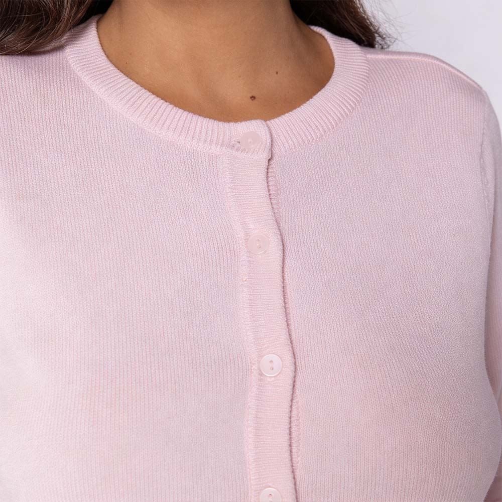 Cardigan Feminino De Tricot Decote Redondo Patricia Foster