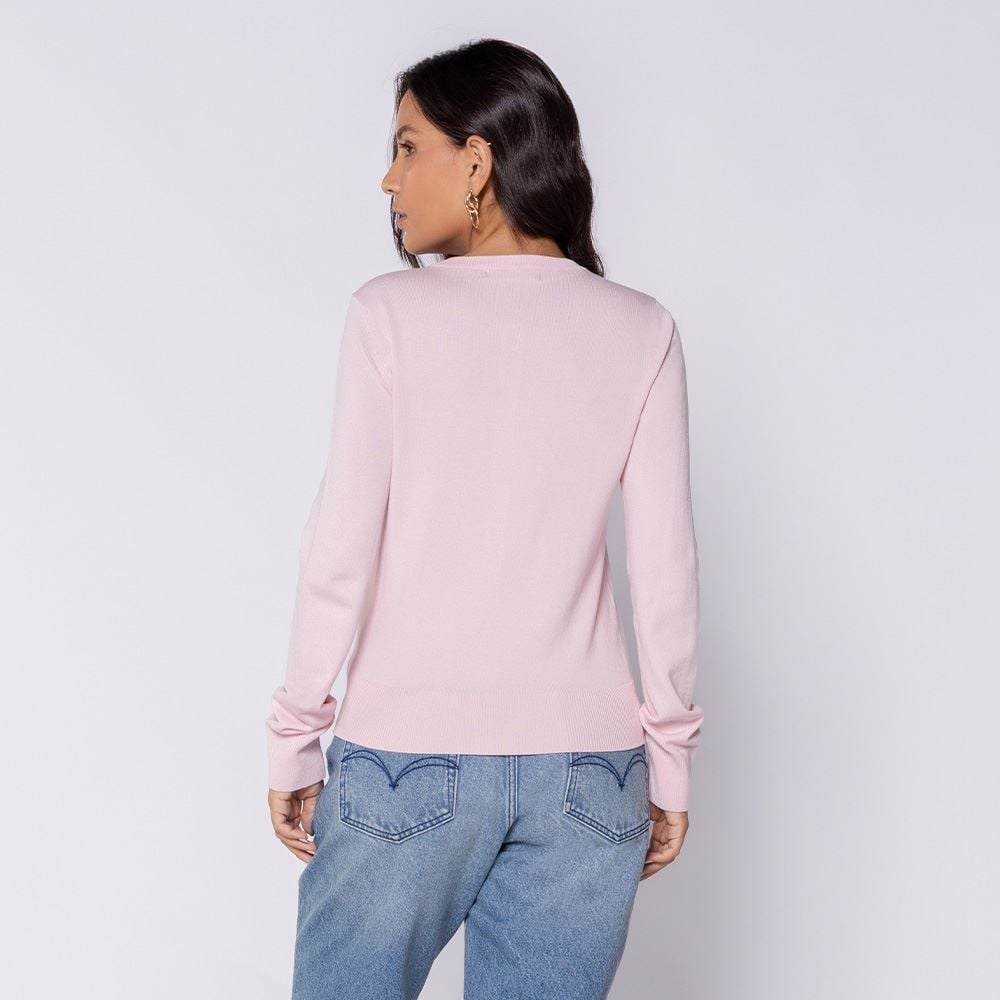 Cardigan Feminino De Tricot Decote Redondo Patricia Foster
