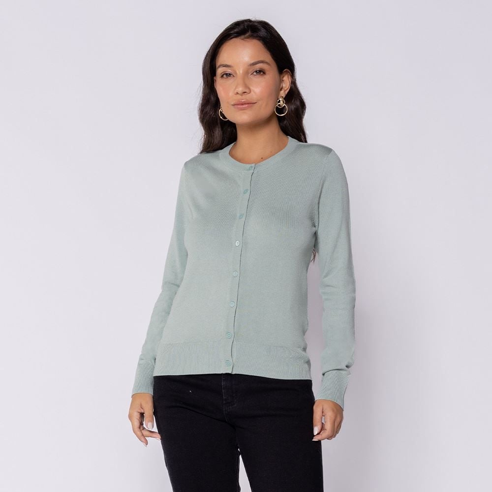 Cardigan Feminino De Tricot Decote Redondo Patricia Foster