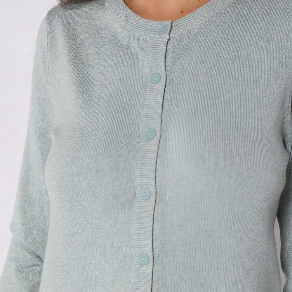 Cardigan Feminino De Tricot Decote Redondo Patricia Foster
