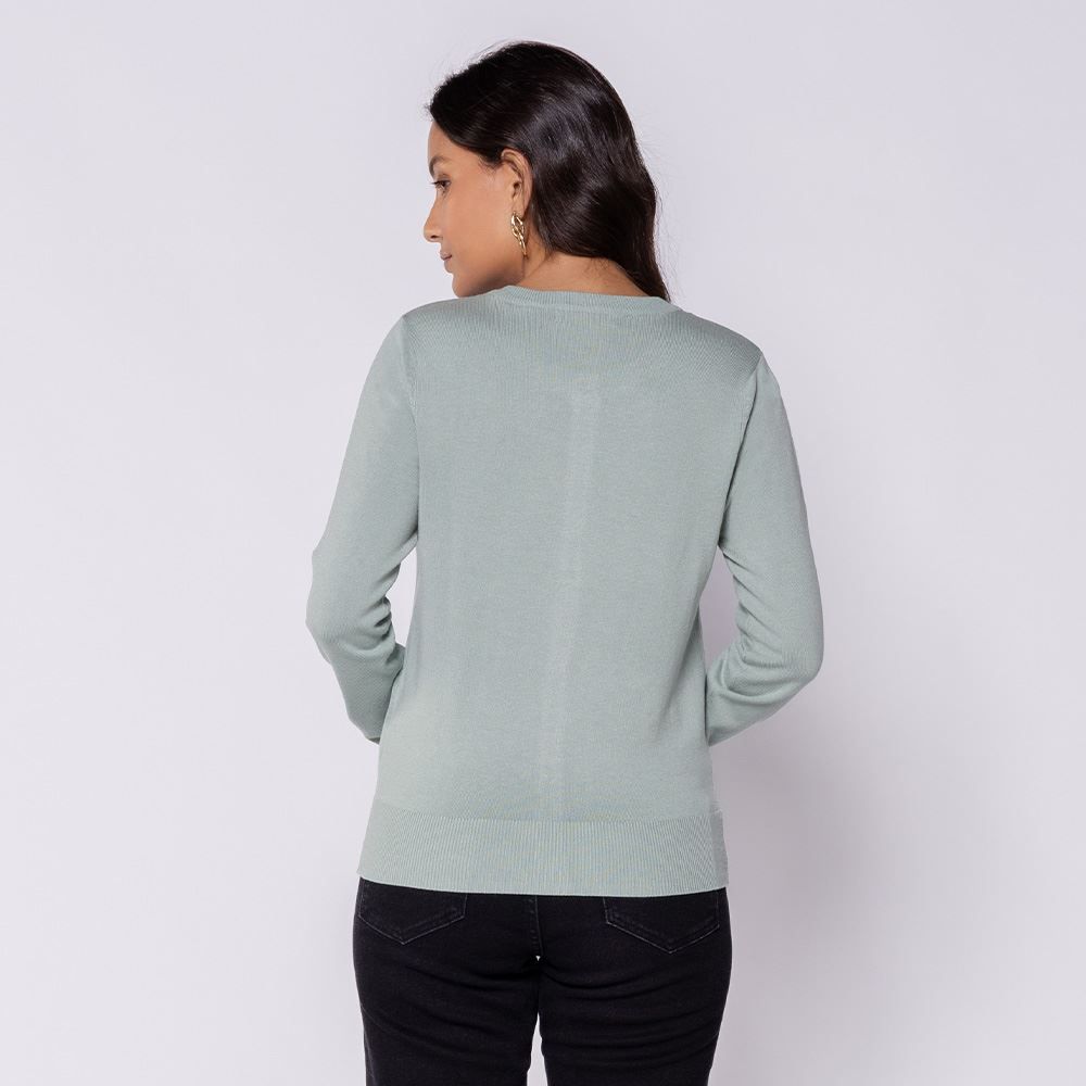 Cardigan Feminino De Tricot Decote Redondo Patricia Foster