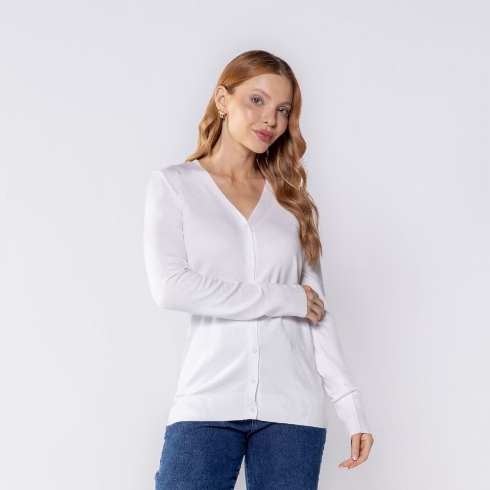 Cardigan Feminino De Tricot Decote V Patricia Foster