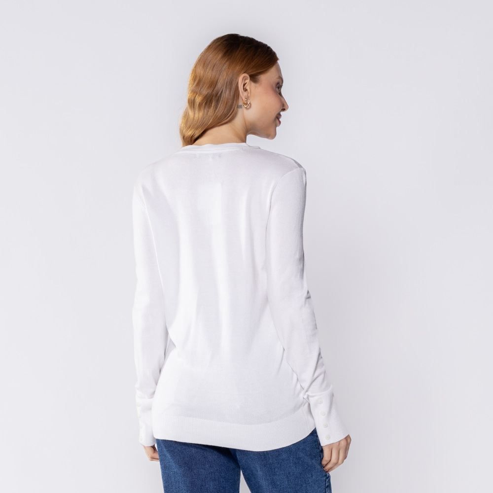 Cardigan Feminino De Tricot Decote V Patricia Foster