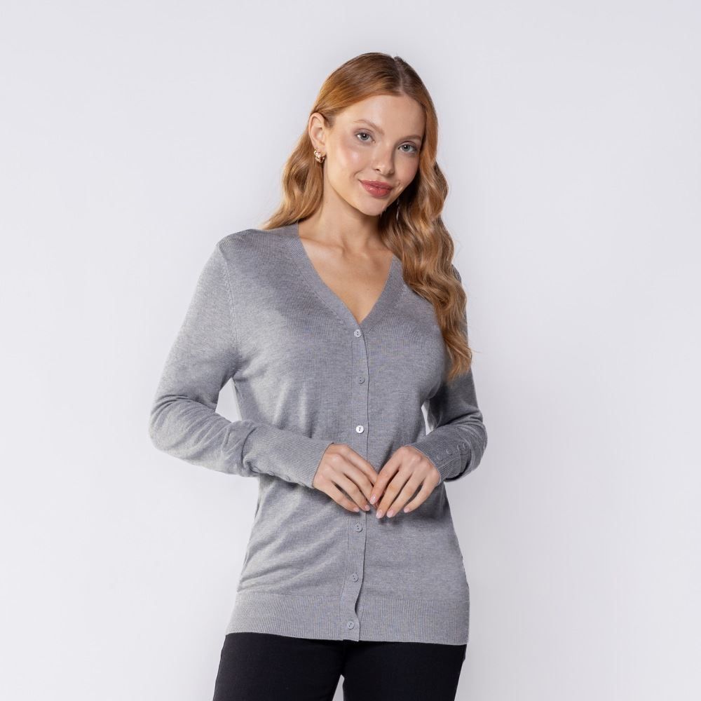 Cardigan Feminino De Tricot Decote V Patricia Foster