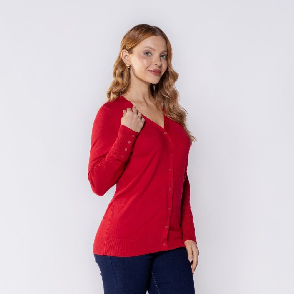Cardigan Feminino De Tricot Decote V Patricia Foster