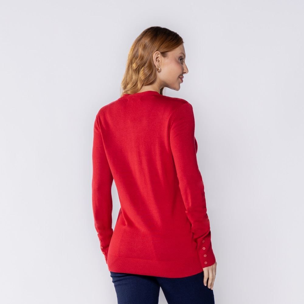 Cardigan Feminino De Tricot Decote V Patricia Foster