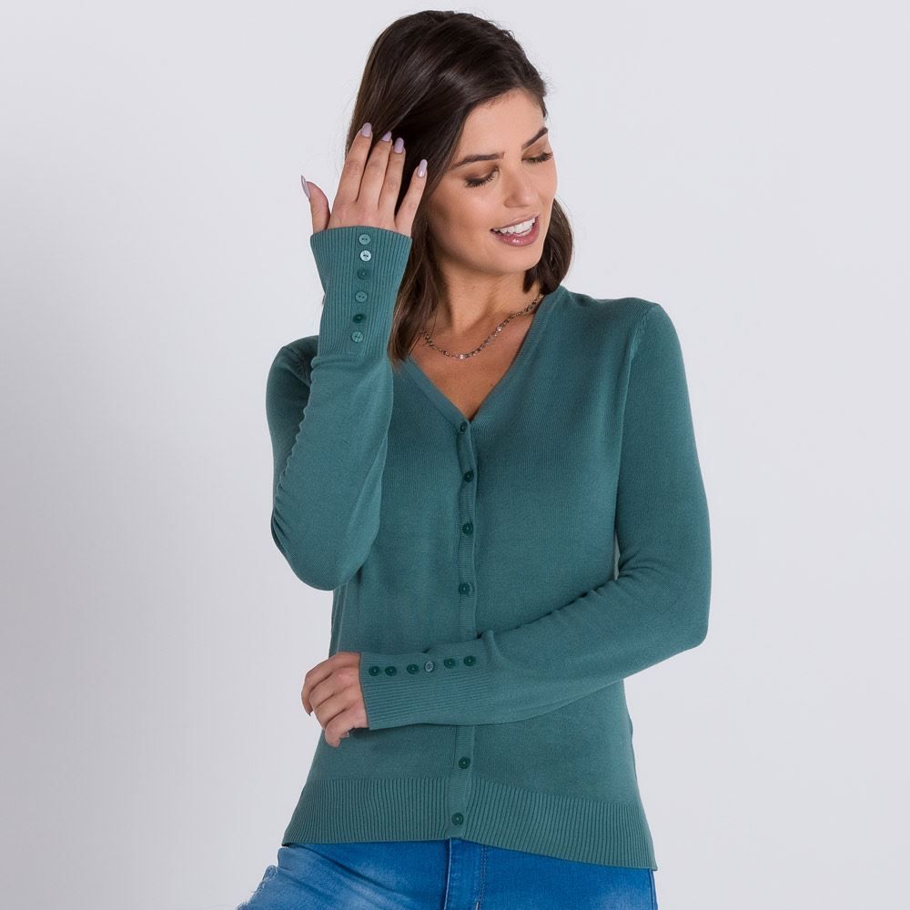 Cardigan Feminino Tricot Básico Patricia Foster
