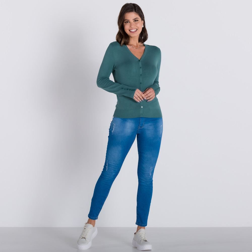 Cardigan Feminino Tricot Básico Patricia Foster