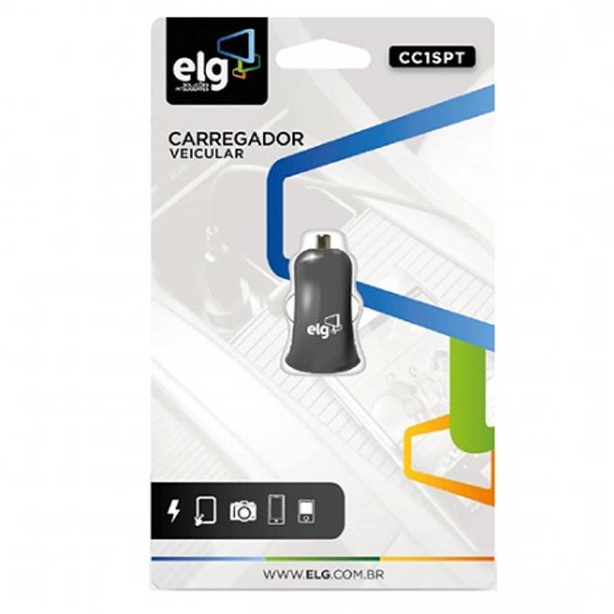 Carregador para Celular Veicular com 1 Porta USB ELG CC1S - DIVERSOS