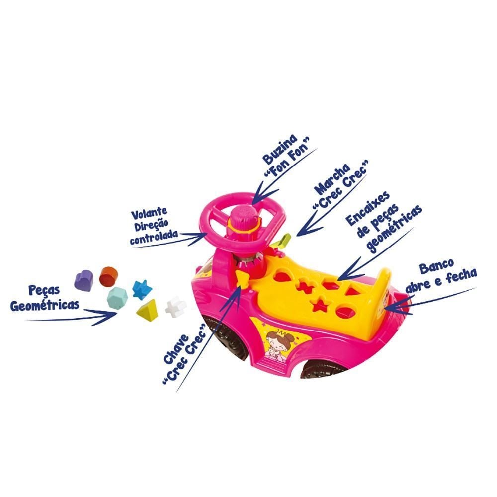 Carrinho Andador Interativo Ketokinha Princesa - Rosa e Amarelo