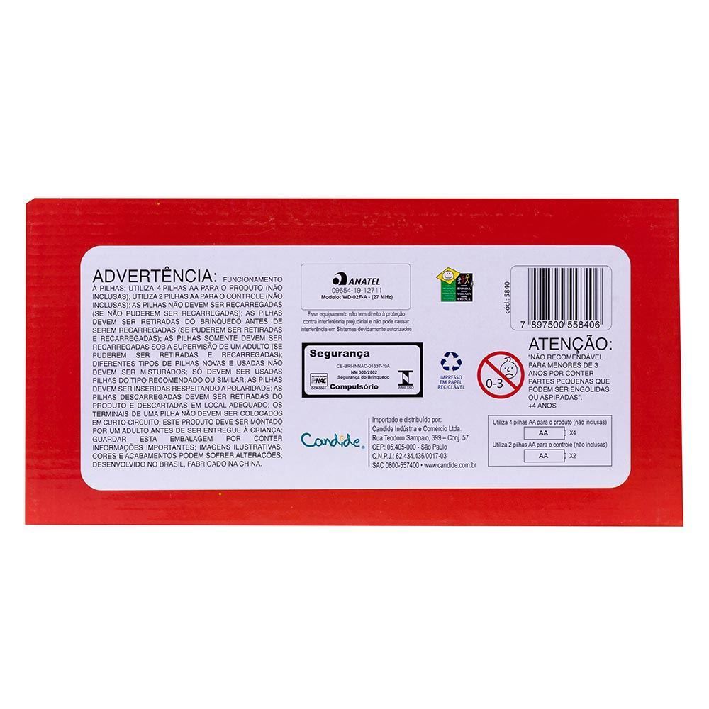 Carrinho De Controle Remoto Spider Man Web Tangle 3 Funções Candide - 5840