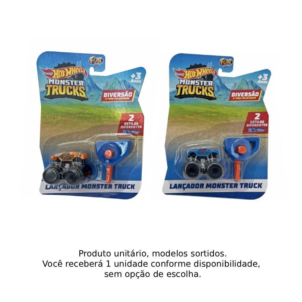 Mini Lançador Monster Truck Carrinho Hot Wheels Fun - Sortido