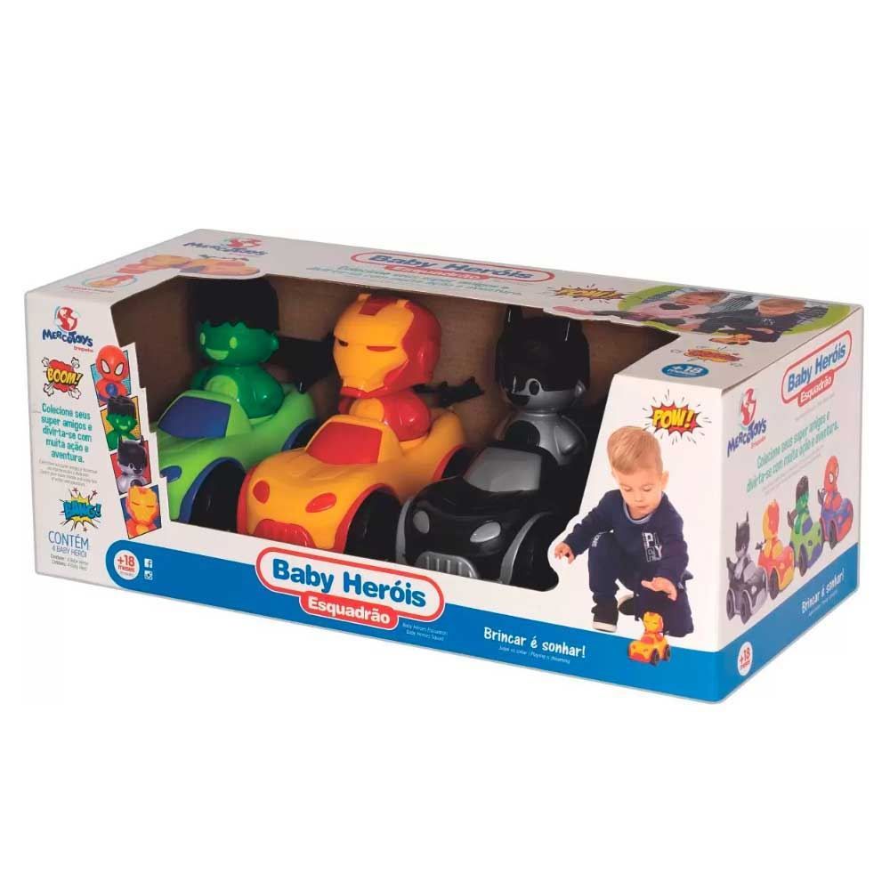 Carrinhos Baby Heróis Com Bonecos 4 Peças Mercotoys - 530