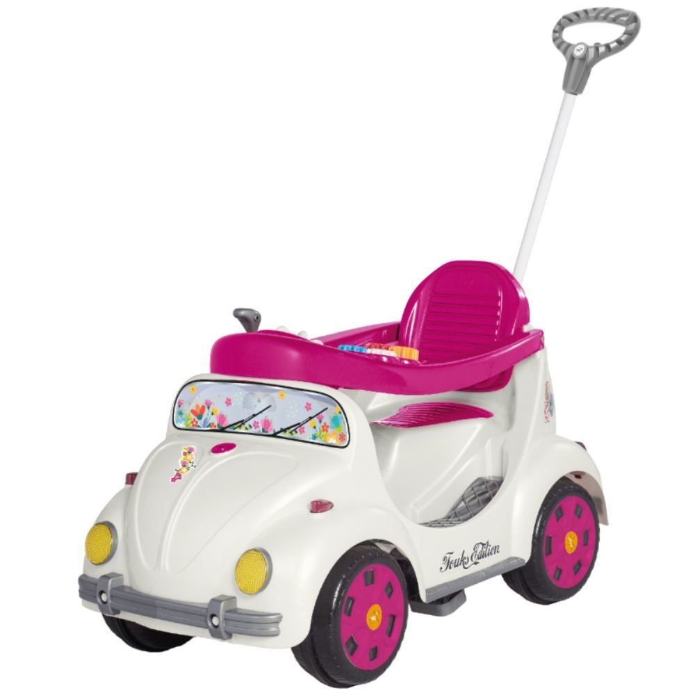 Carro Calesita Fouks Passeio E Pedal Branco/Rosa - 1053 