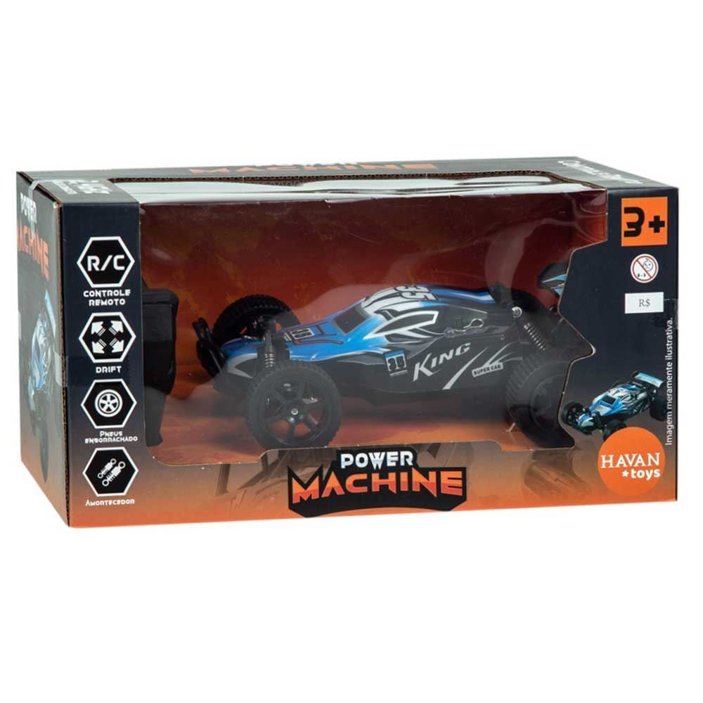 Carro Com Controle Remoto Azul Power Machines Havan Toys - HBR0353