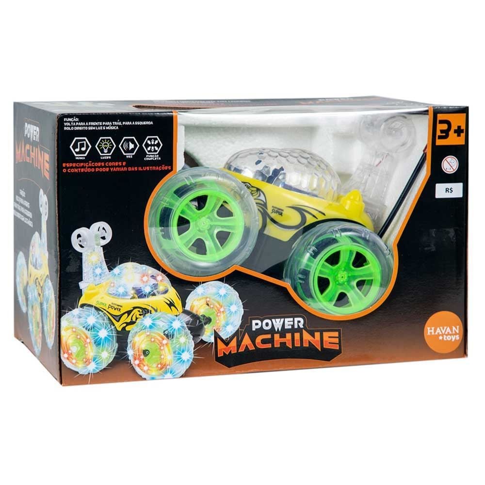 Carro Com Controle Remoto Power Machines Amarelo Havan Toys - HBR0350