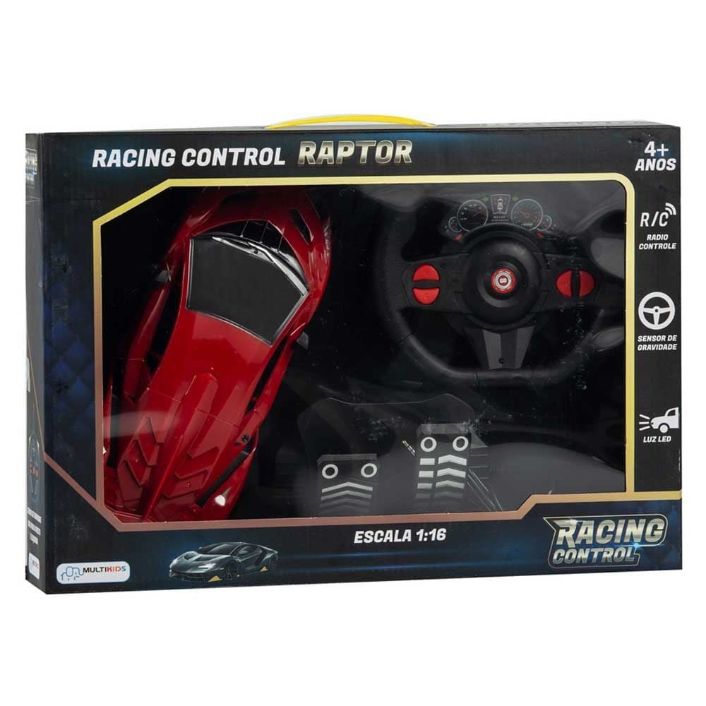 Carro Com Controle Remoto Racing Raptor Vermelho Multikids - BR1336