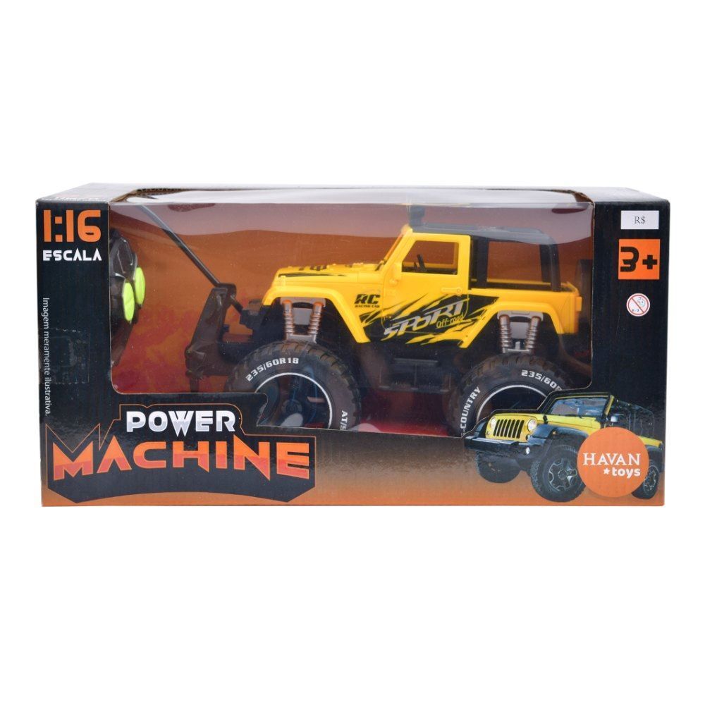 Carro Jipe com Controle Remoto Power Machines Amarelo Havan Toys - HBR0348