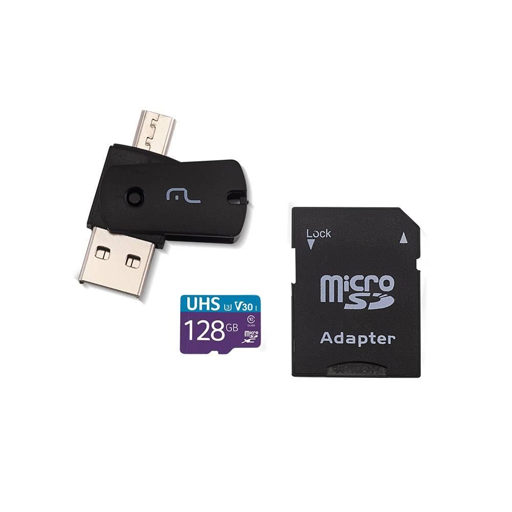 Cartão De Memória Sd Multilaser + Leitor Usb 128Gb - Preto