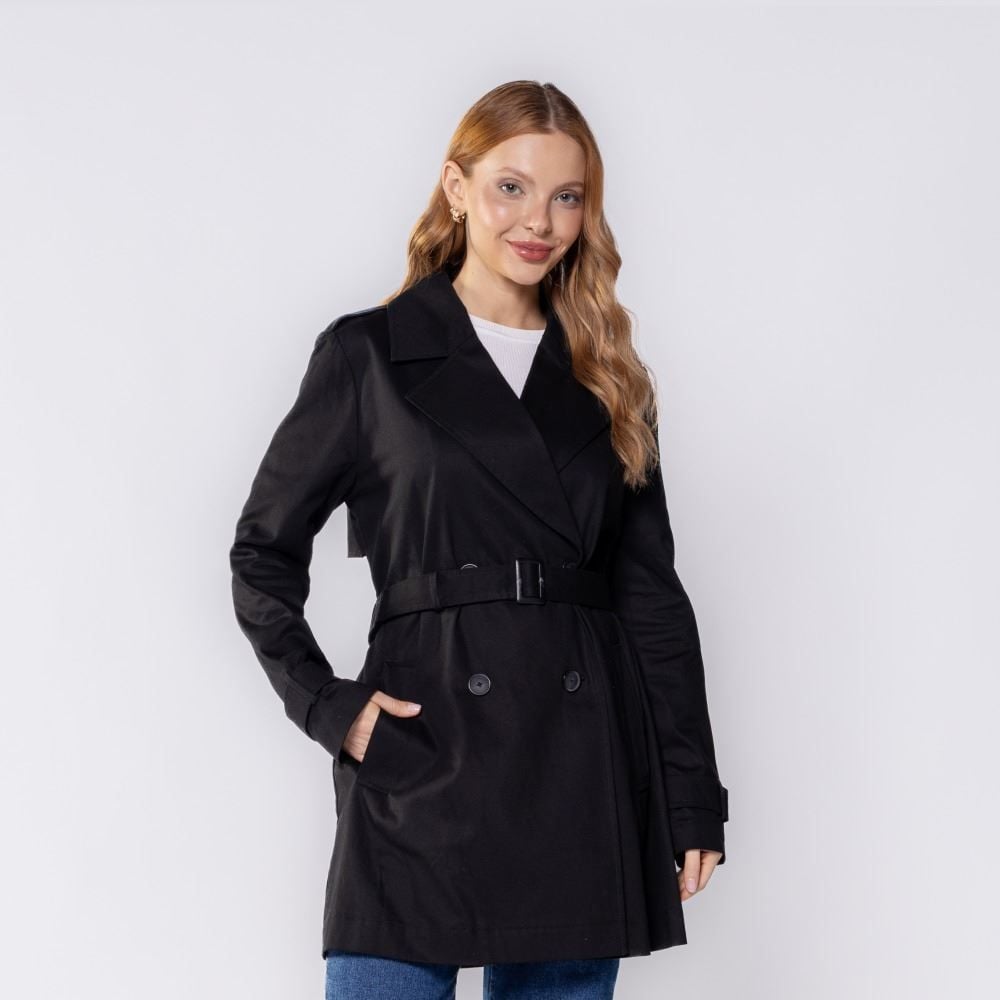 Casaco Feminino Com Cinto E Botões Patricia Foster