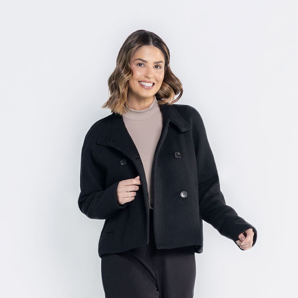 Casaco Feminino Curto De Lã Boby Blues