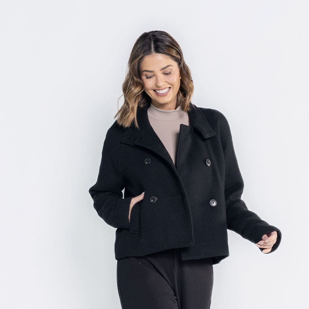 Casaco Feminino Curto De Lã Boby Blues