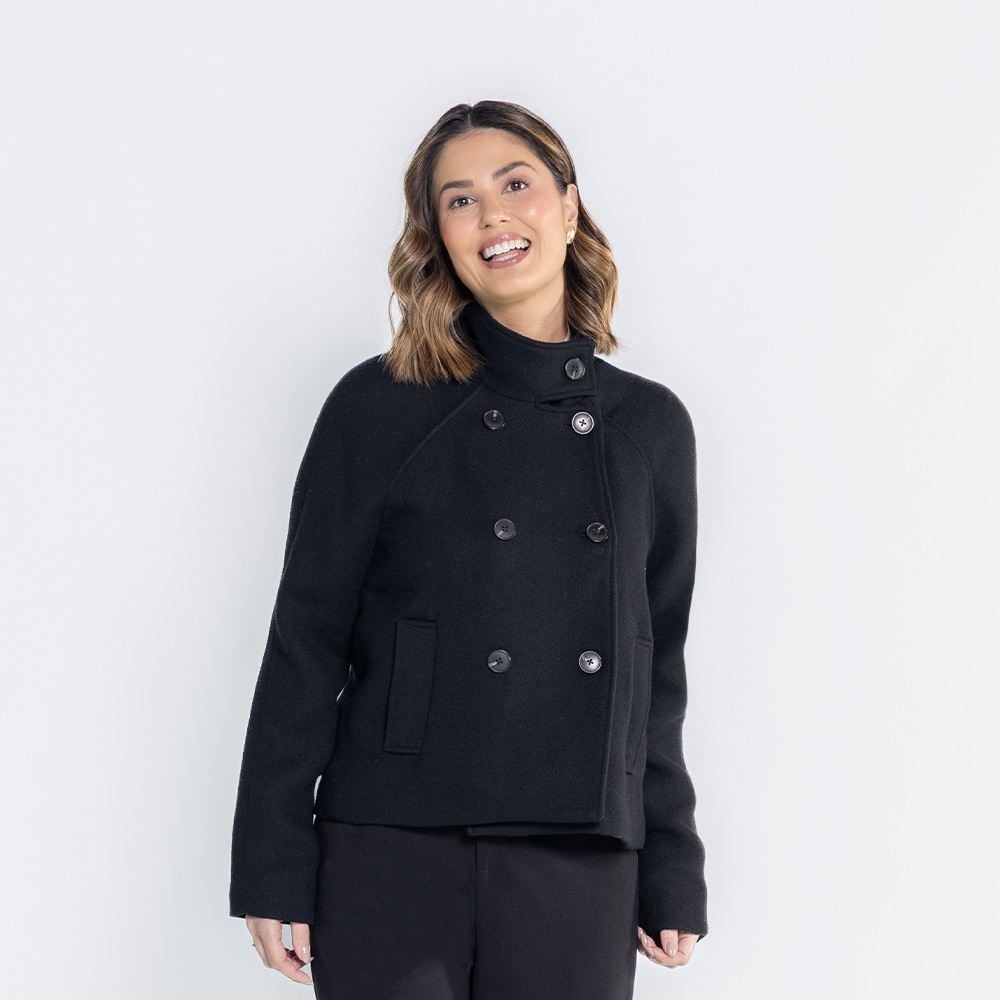 Casaco Feminino Curto De Lã Boby Blues