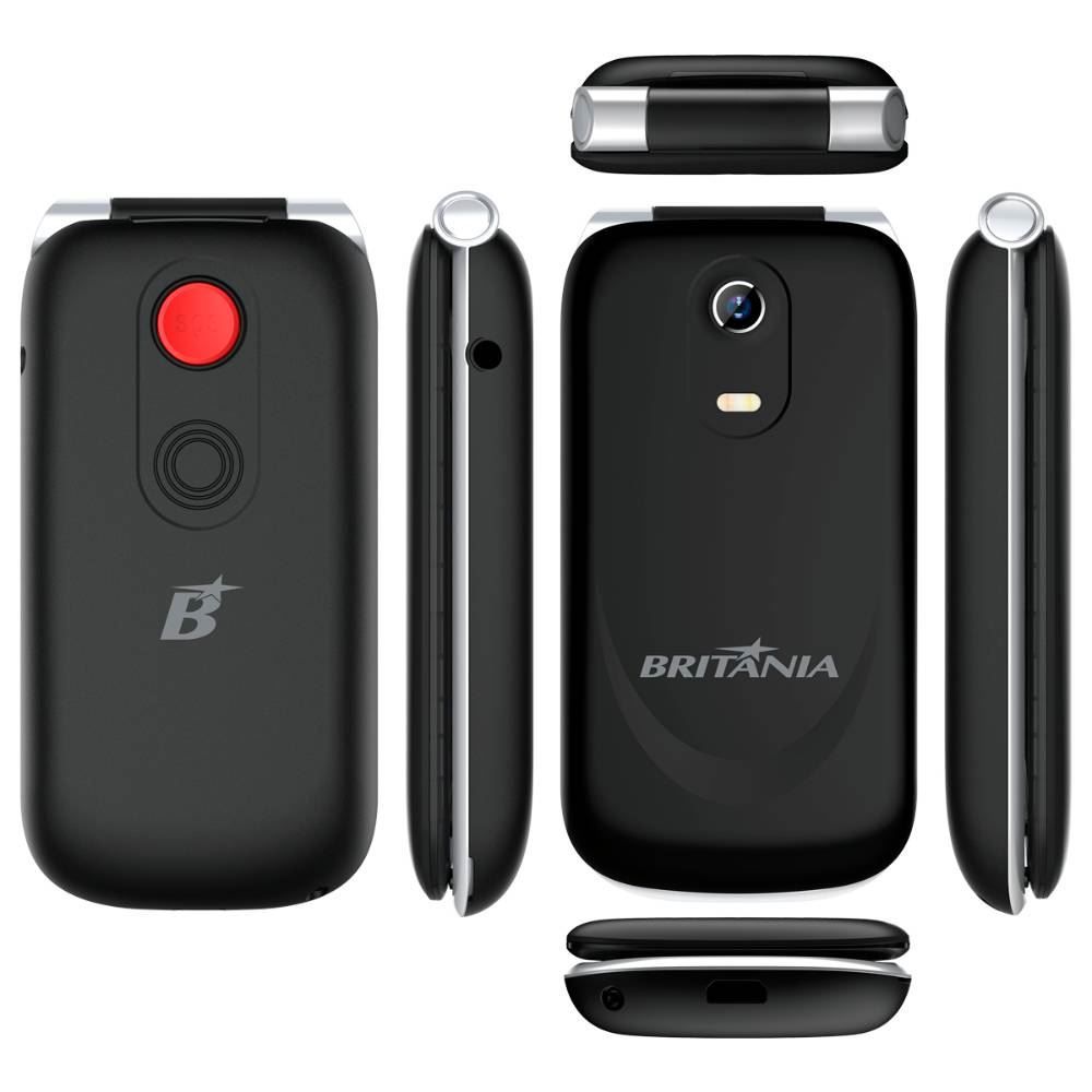 Celular Britânia Flip Dual Chip Bce03 - Preto