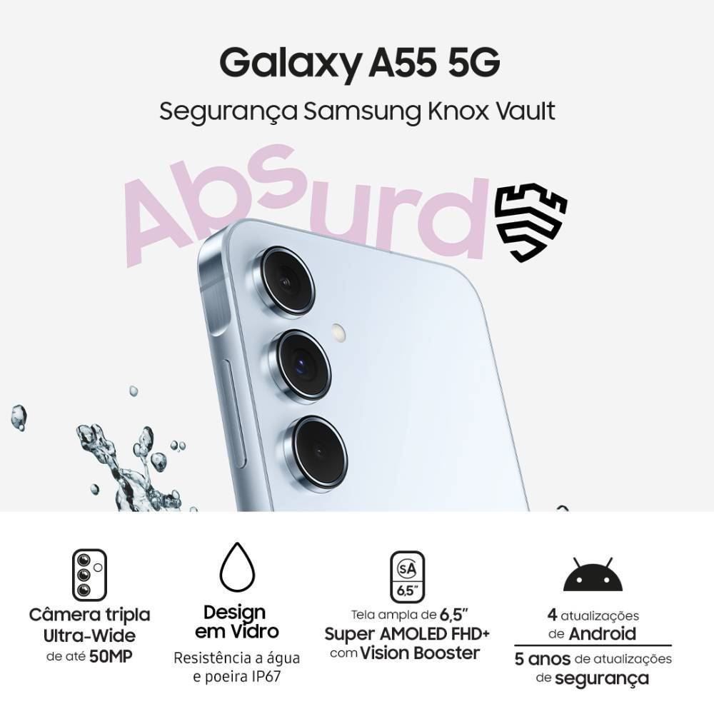 Celular Smartphone Galaxy A55 5G Octacore 8Gb Ram 128Gb - Azul Claro