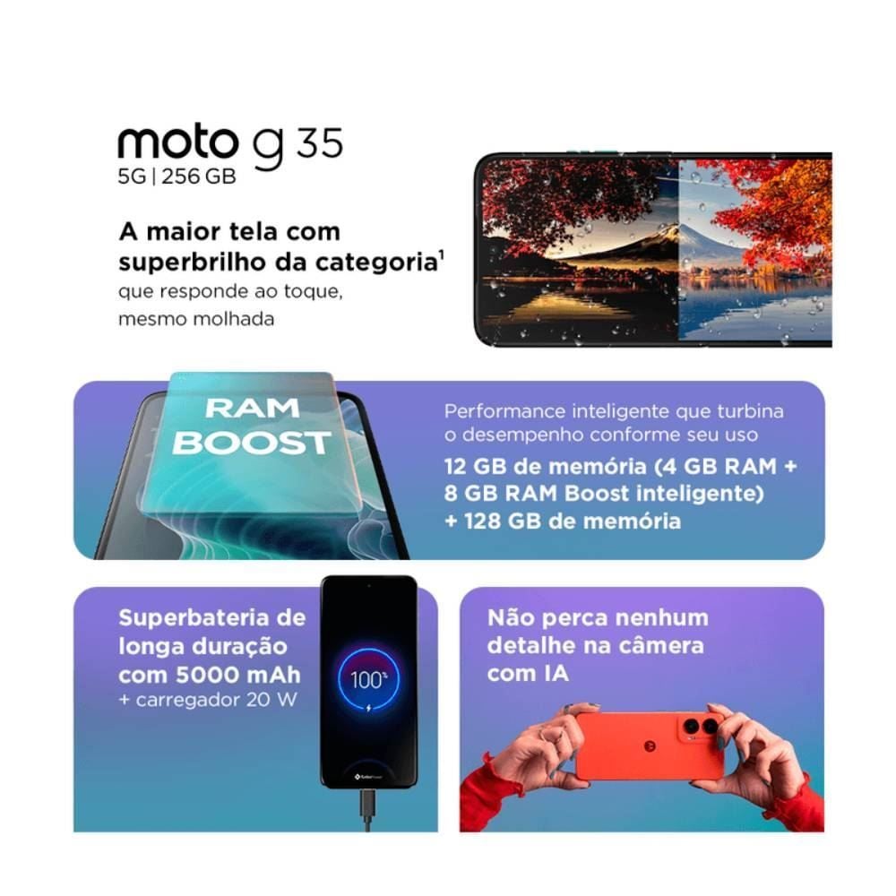 Celular Smartphone Motorola Moto G35 5G 256Gb - Cinza