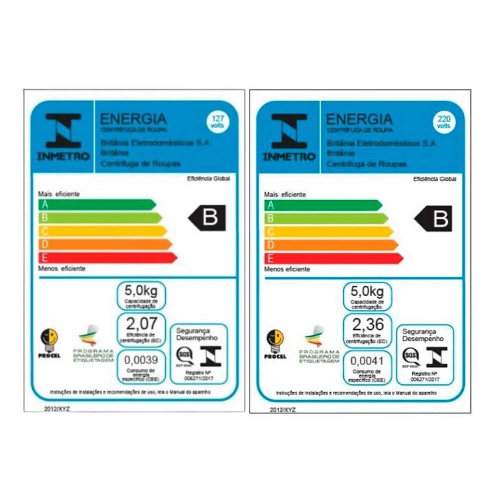Centrifuga de Roupas Britânia 15Kg Cesto Extra-grande Inox