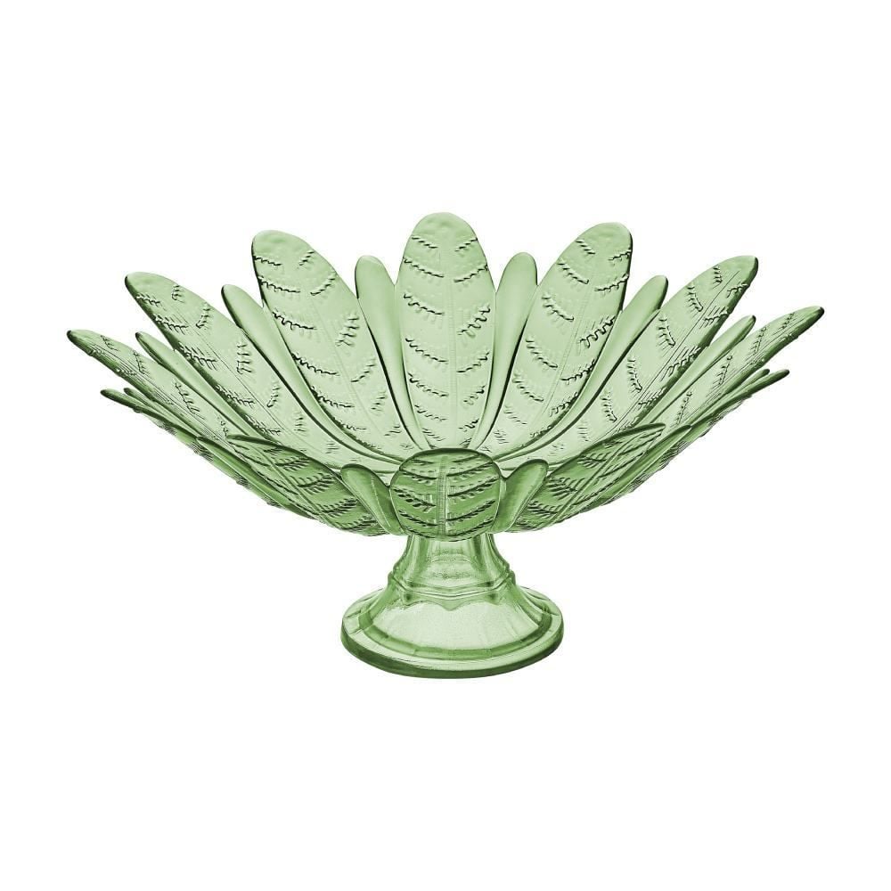 Centro De Mesa Com Pé Folhas Verde Vitazza - 39cm