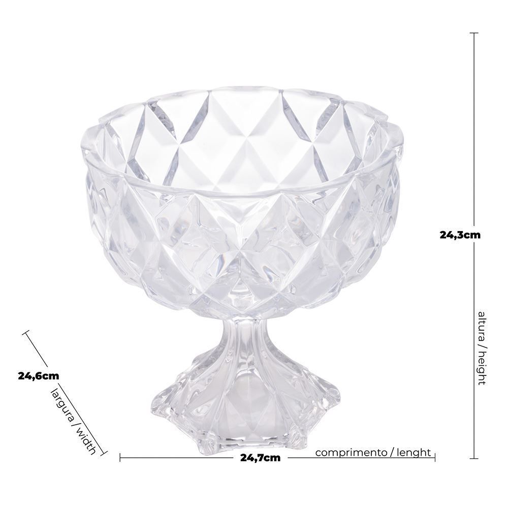 Centro De Mesa Com Pé Lyor Deli 24,5Cm - Cristal