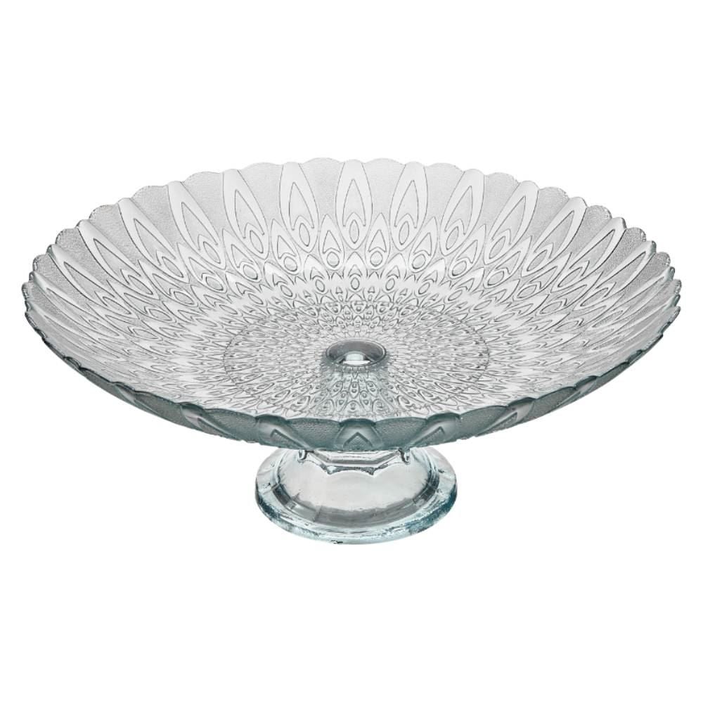 Centro De Mesa Com Pé Pluma Vitazza 38Cm - Transparente 