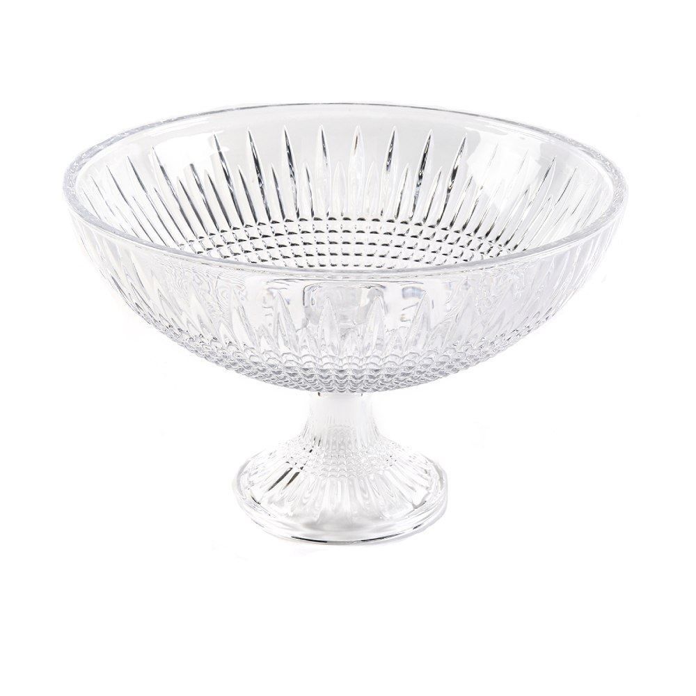 Centro De Mesa Cristal Com Pé Queen Lyor 30 Cm - Transparente
