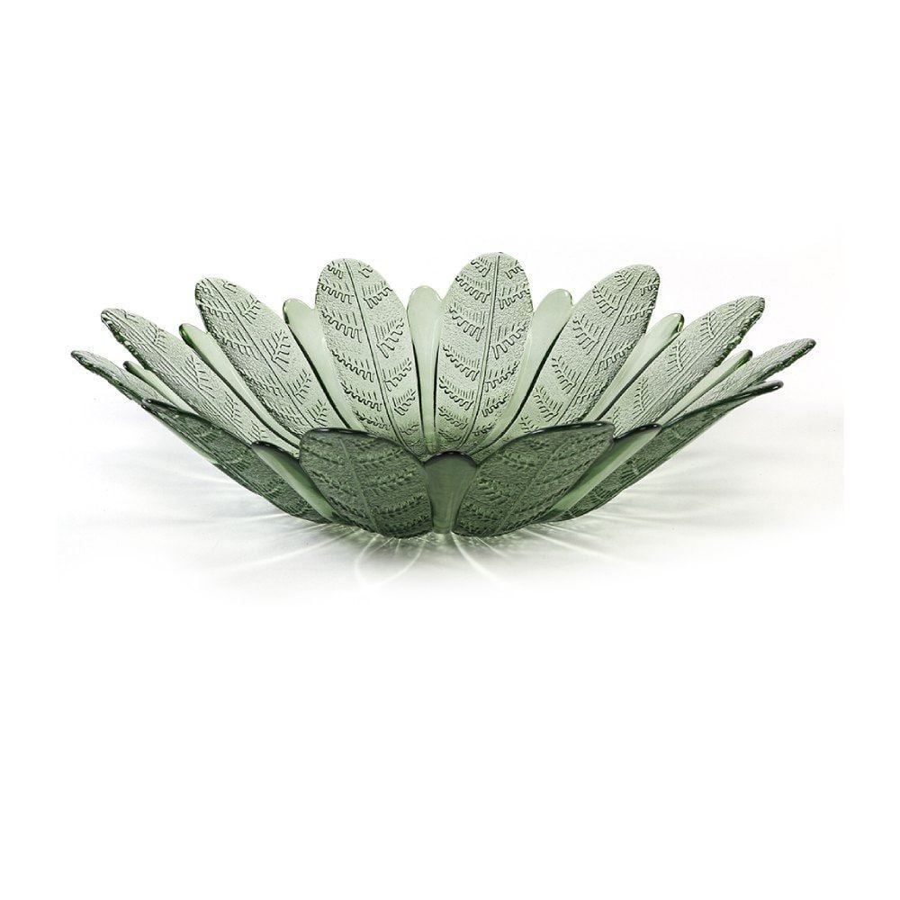Centro De Mesa Vidro Folhas Vitazza 39Cm - Verde
