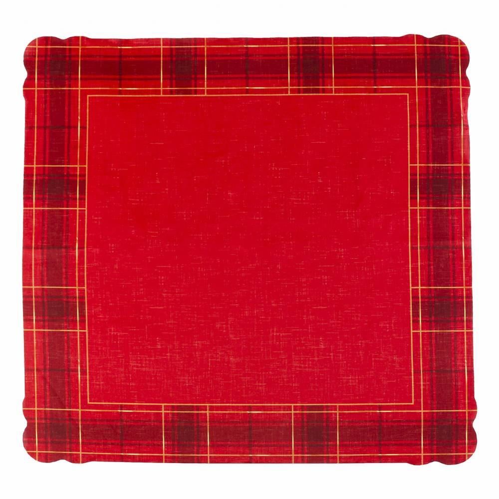 Centro De Mesa Natal Encantando 70X70 Cm Havan Casa - Xadrez Vermelho