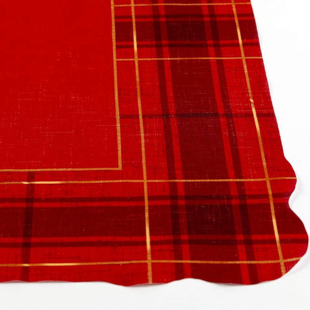 Centro De Mesa Natal Encantando 70X70 Cm Havan Casa - Xadrez Vermelho