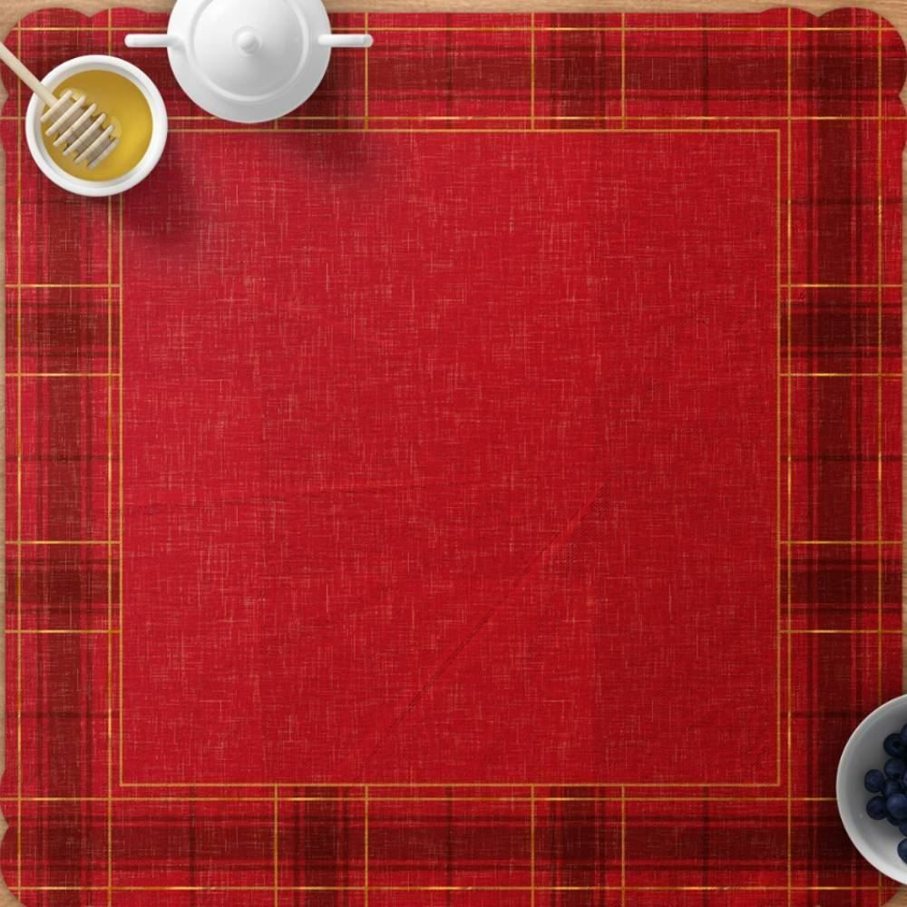 Centro De Mesa Natal Encantando 70X70 Cm Havan Casa - Xadrez Vermelho