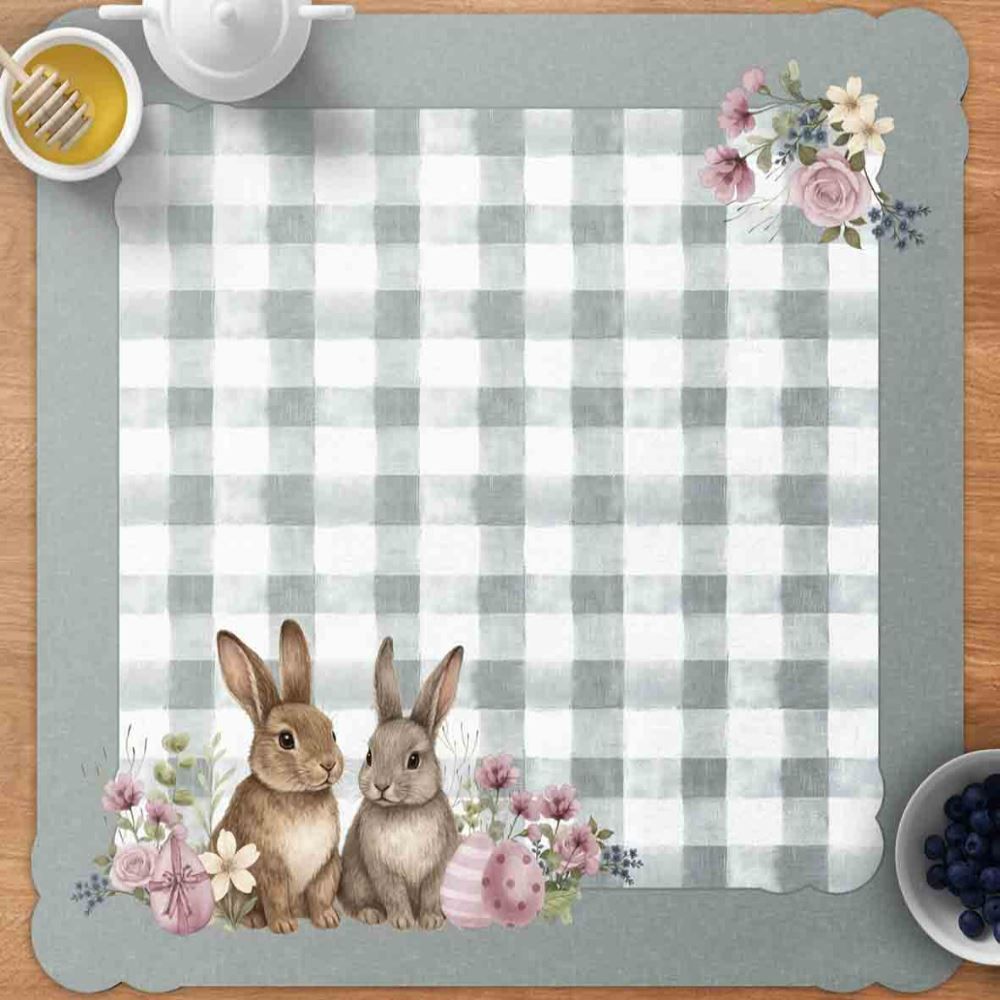 Centro de Mesa Páscoa 70X70 cm Havan Casa - Xadrez Verde