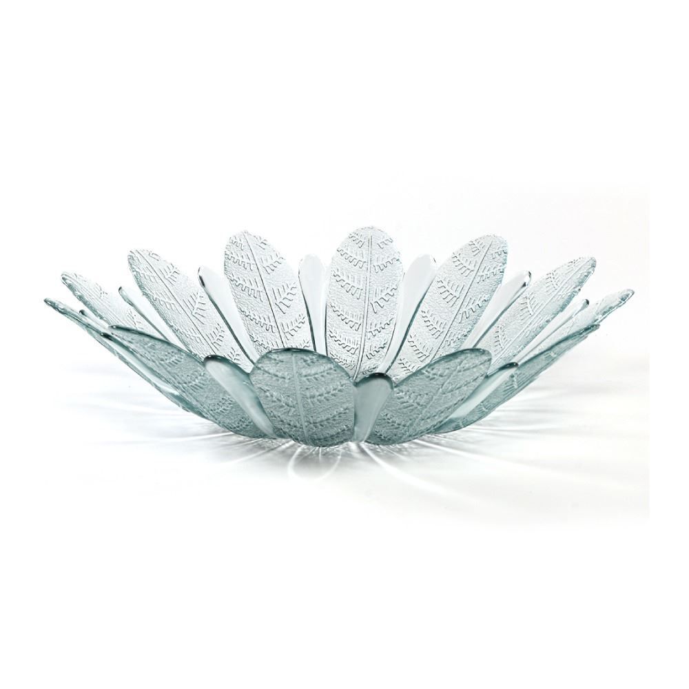 Centro De Mesa Vidro Folhas Vitazza 39Cm - Transparente