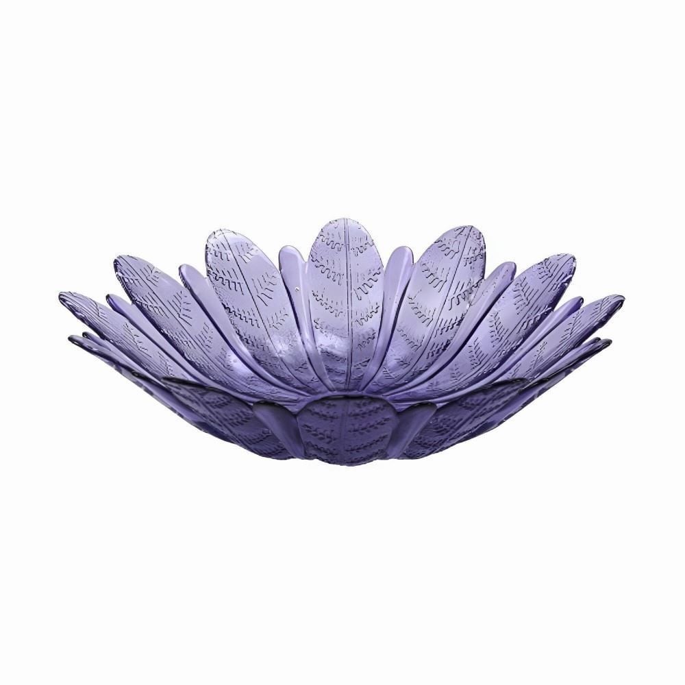 Centro De Mesa Vidro Folhas Vitazza Lavanda - 39cm