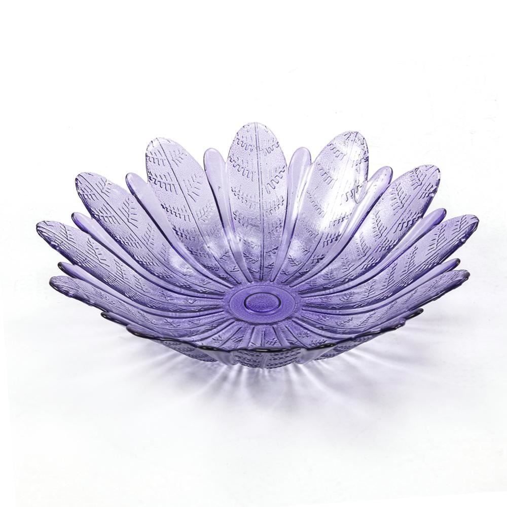 Centro De Mesa Vidro Folhas Vitazza Lavanda - 39cm