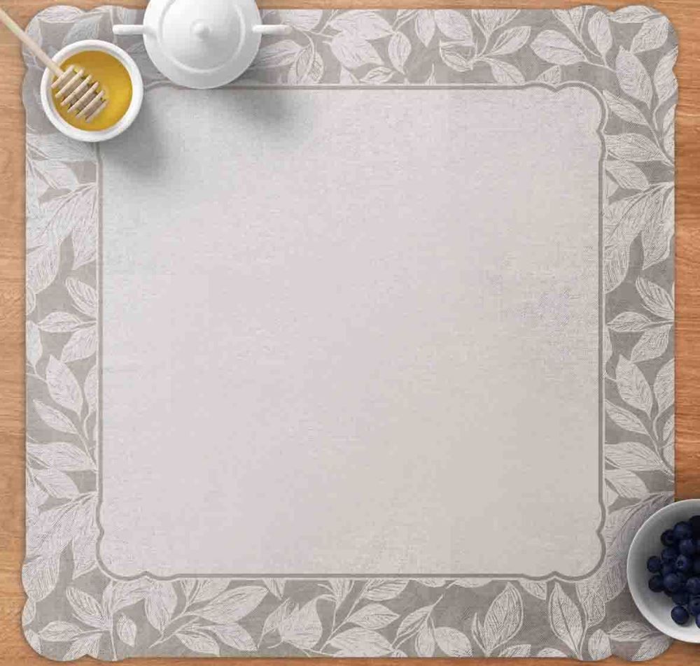 Centro De Mesa Viena 65X65 Cm Havan Casa - FOLHAS CINZA