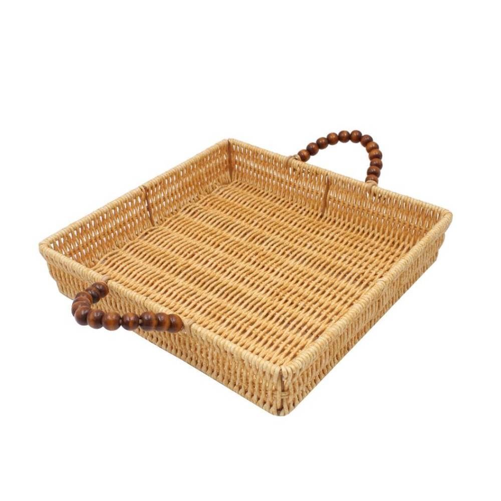 Cesta Quadrada Com Alça Trama Havan Casa 24Cm - Natural