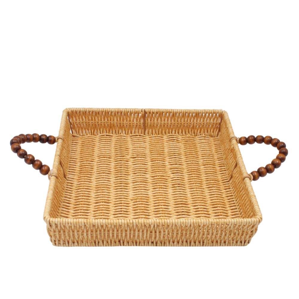 Cesta Quadrada Com Alça Trama Havan Casa 24Cm - Natural