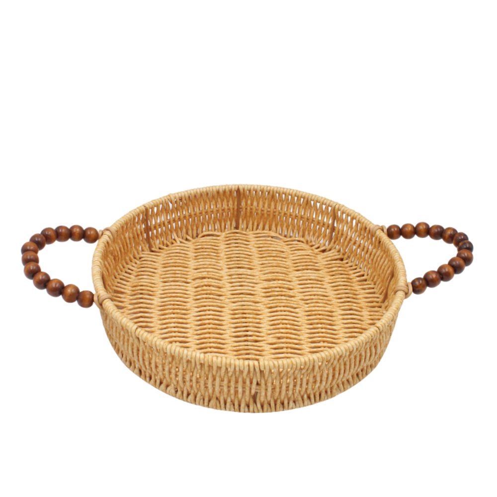 Cesta Redonda Com Alça Trama Havan Casa 26Cm - Natural