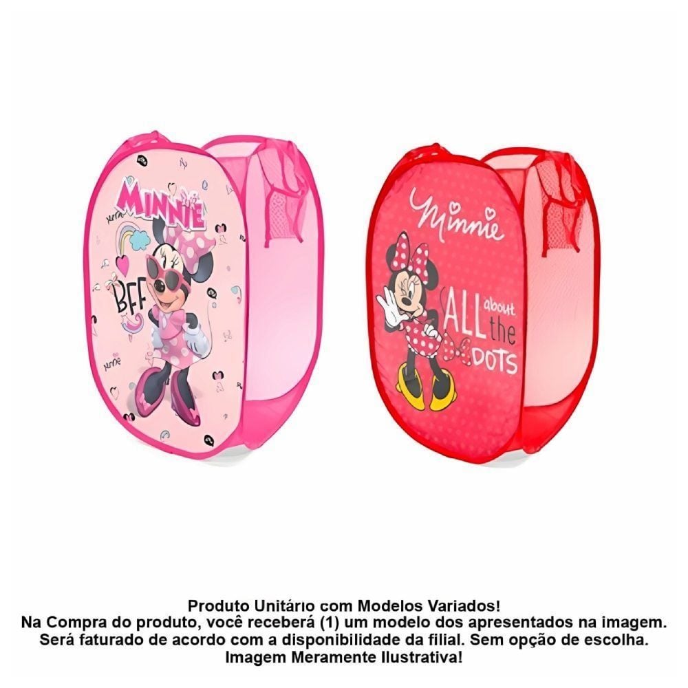 Cesto de Roupa Dobrável Minnie Havan Casa - Sortido