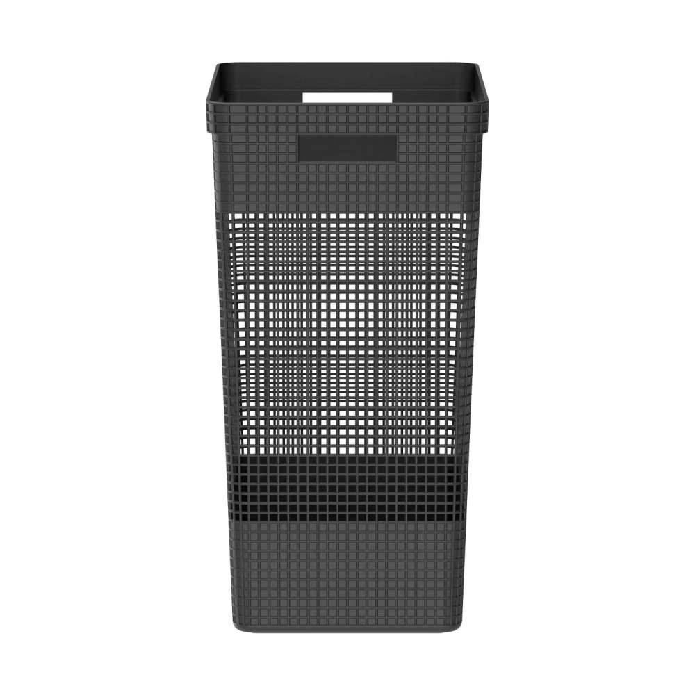 Cesto De Roupas Com Tampa De Plástico Grid Ou 49 Litros - Preto
